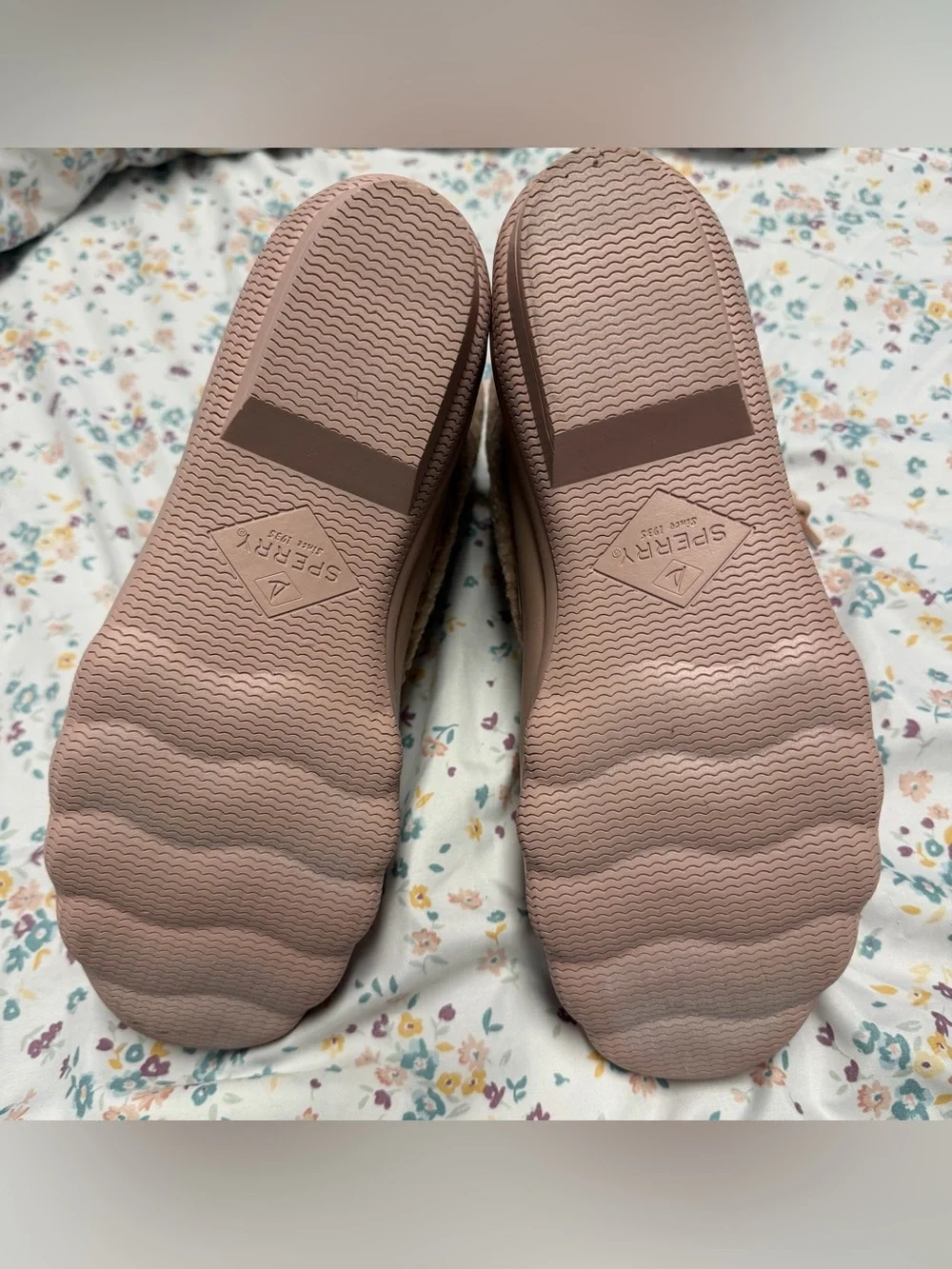Women’s Sperry Pink-Tan Rain & Snow Boots, Size 10